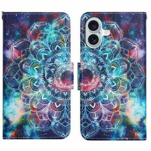 For iPhone 16 Plus 3D Colored Drawing Flip Leather Phone Case(Star Mandala)