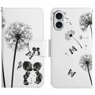 For iPhone 16 Plus 3D Colored Drawing Flip Leather Phone Case(Dandelions)