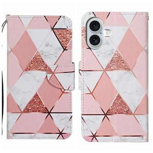 For iPhone 16 3D Colored Drawing Flip Leather Phone Case(Marble)