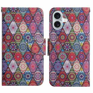 For iPhone 16 3D Colored Drawing Flip Leather Phone Case(Kaleidoscope)