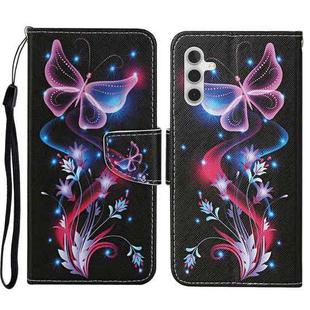 For Samsung Galaxy S23 FE 5G 3D Colored Drawing Flip Leather Phone Case(Fluorescent Butterfly)