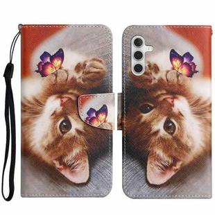 For Samsung Galaxy S23 FE 5G 3D Colored Drawing Flip Leather Phone Case(Butterfly Cat)