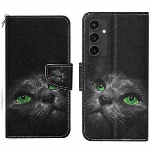 For Samsung Galaxy S24 FE 5G 3D Colored Drawing Flip Leather Phone Case(Black Cat)