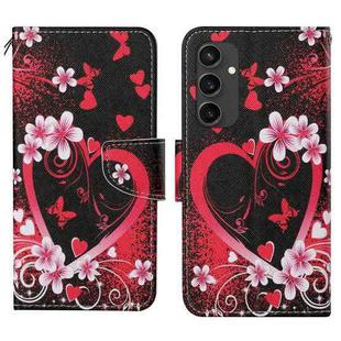 For Samsung Galaxy S24 FE 5G 3D Colored Drawing Flip Leather Phone Case(Red Heart)