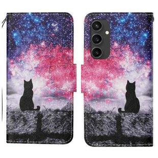 For Samsung Galaxy S24 FE 5G 3D Colored Drawing Flip Leather Phone Case(Star Cat)