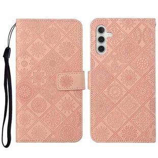 For Samsung Galaxy S23 FE 5G Ethnic Style Embossed Pattern Leather Phone Case(Pink)