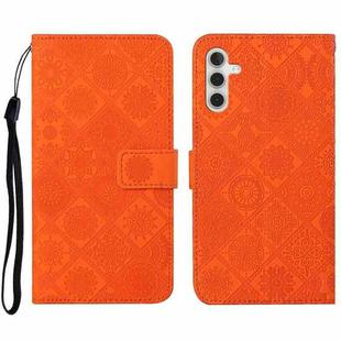 For Samsung Galaxy S23 FE 5G Ethnic Style Embossed Pattern Leather Phone Case(Orange)