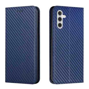 For Samsung Galaxy S23 FE 5G Carbon Fiber Texture Flip Holder Leather Phone Case(Blue)