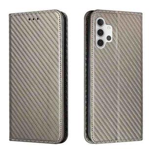 For Samsung Galaxy A32 4G Carbon Fiber Texture Flip Holder Leather Phone Case(Grey)