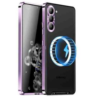 For Samsung Galaxy S25 5G MagSafe Magnetic Frosted Metal Phone Case(Purple)