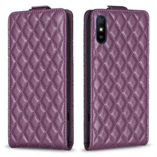For Xiaomi Redmi 9A Diamond Lattice Vertical Flip Leather Phone Case(Dark Purple)