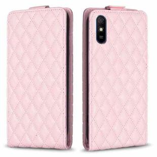 For Xiaomi Redmi 9A Diamond Lattice Vertical Flip Leather Phone Case(Pink)