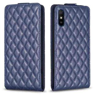 For Xiaomi Redmi 9A Diamond Lattice Vertical Flip Leather Phone Case(Blue)