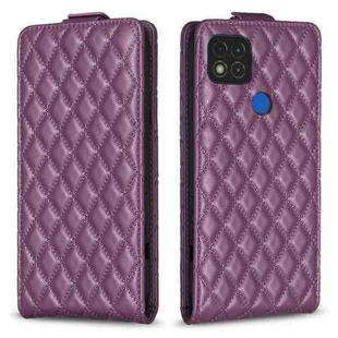For Xiaomi Redmi 9C Diamond Lattice Vertical Flip Leather Phone Case(Dark Purple)