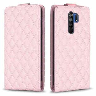 For Xiaomi Redmi 9 Diamond Lattice Vertical Flip Leather Phone Case(Pink)