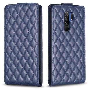 For Xiaomi Redmi 9 Diamond Lattice Vertical Flip Leather Phone Case(Blue)