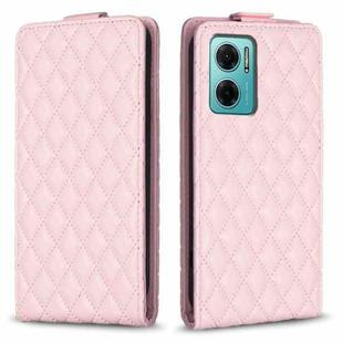 For Xiaomi Redmi 10 5G / Note 11E Diamond Lattice Vertical Flip Leather Phone Case(Pink)