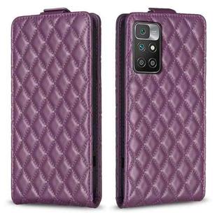 For Redmi 10 2022 / Note 11 4G Diamond Lattice Vertical Flip Leather Phone Case(Dark Purple)