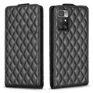 For Redmi 10 2022 / Note 11 4G Diamond Lattice Vertical Flip Leather Phone Case(Black)