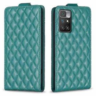 For Redmi 10 2022 / Note 11 4G Diamond Lattice Vertical Flip Leather Phone Case(Green)