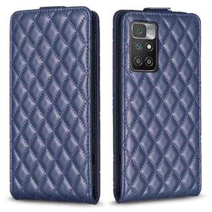 For Redmi 10 2022 / Note 11 4G Diamond Lattice Vertical Flip Leather Phone Case(Blue)