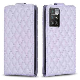 For Redmi 10 2022 / Note 11 4G Diamond Lattice Vertical Flip Leather Phone Case(Purple)