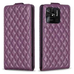 For Xiaomi Redmi 10C Diamond Lattice Vertical Flip Leather Phone Case(Dark Purple)