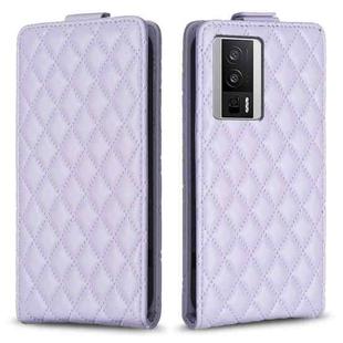 For Xiaomi Redmi K60 / K60 Pro Diamond Lattice Vertical Flip Leather Phone Case(Purple)