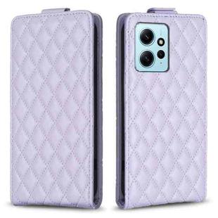 For Redmi Note 12 4G Global Diamond Lattice Vertical Flip Leather Phone Case(Purple)