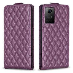 For Redmi Note 12S / 11 Global Diamond Lattice Vertical Flip Leather Phone Case(Dark Purple)