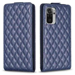 For Redmi Note 10 4G / Note 10S Diamond Lattice Vertical Flip Leather Phone Case(Blue)