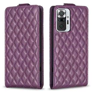 For Redmi Note 10 Pro /10 Pro Max Diamond Lattice Vertical Flip Leather Phone Case(Dark Purple)