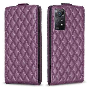 For Redmi Note 11 Pro 5G Global Diamond Lattice Vertical Flip Leather Phone Case(Dark Purple)