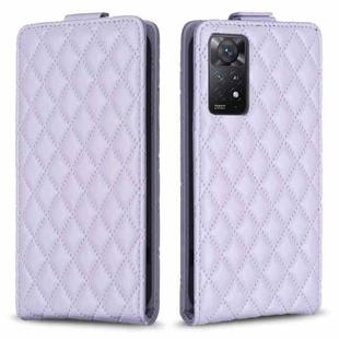 For Redmi Note 11 Pro 5G Global Diamond Lattice Vertical Flip Leather Phone Case(Purple)