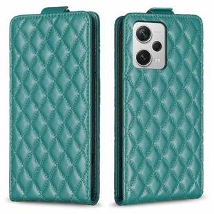 For Redmi Note 12 Pro+ Global Diamond Lattice Vertical Flip Leather Phone Case(Green)