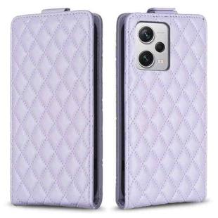 For Redmi Note 12 Pro+ Global Diamond Lattice Vertical Flip Leather Phone Case(Purple)