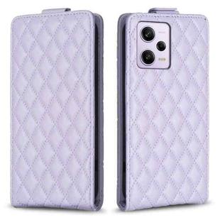For Redmi Note 12 Pro Global Diamond Lattice Vertical Flip Leather Phone Case(Purple)