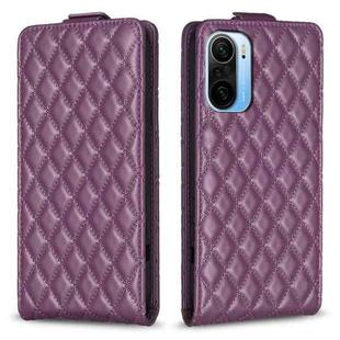 For Redmi K40 / K40 Pro Diamond Lattice Vertical Flip Leather Phone Case(Dark Purple)