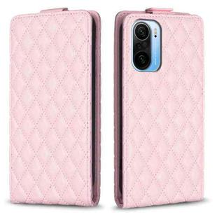 For Redmi K40 / K40 Pro Diamond Lattice Vertical Flip Leather Phone Case(Pink)