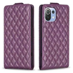 For Xiaomi Mi 11 Lite Diamond Lattice Vertical Flip Leather Phone Case(Dark Purple)