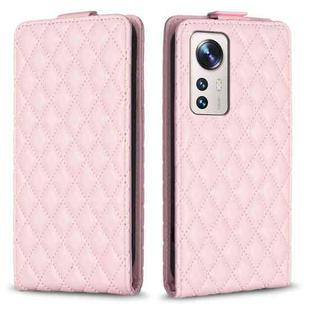 For Xiaomi 12 Lite Diamond Lattice Vertical Flip Leather Phone Case(Pink)