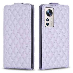 For Xiaomi 12 Lite Diamond Lattice Vertical Flip Leather Phone Case(Purple)