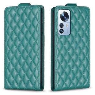 For Xiaomi 12 Pro Diamond Lattice Vertical Flip Leather Phone Case(Green)