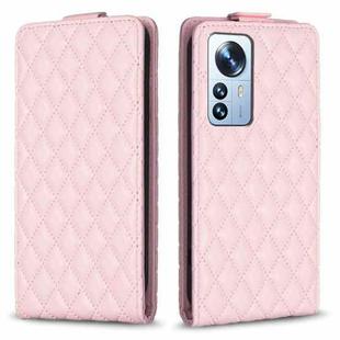 For Xiaomi 12 Pro Diamond Lattice Vertical Flip Leather Phone Case(Pink)