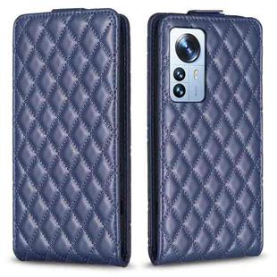 For Xiaomi 12 Pro Diamond Lattice Vertical Flip Leather Phone Case(Blue)