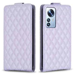 For Xiaomi 12 Pro Diamond Lattice Vertical Flip Leather Phone Case(Purple)