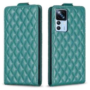 For Xiaomi 12T / 12T Pro Diamond Lattice Vertical Flip Leather Phone Case(Green)