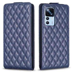 For Xiaomi 12T / 12T Pro Diamond Lattice Vertical Flip Leather Phone Case(Blue)