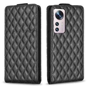 For Xiaomi 12 Diamond Lattice Vertical Flip Leather Phone Case(Black)