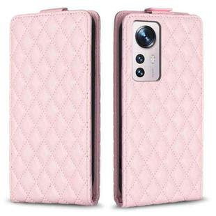For Xiaomi 12 Diamond Lattice Vertical Flip Leather Phone Case(Pink)